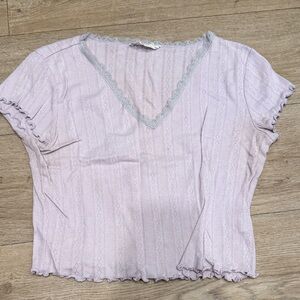 Pink Rose Light Pink Lace Trim Crop Top
